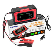 FOXSUR 7A 12V Car / Motorcycle Smart Battery Charger, Plug Type:EU Plug(Red)