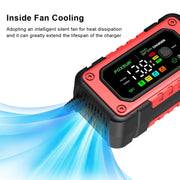 FOXSUR 7A 12V Car / Motorcycle Smart Battery Charger, Plug Type:EU Plug(Red)