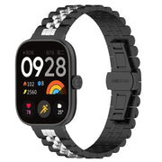 For Xiaomi Mi Band 8 Pro Five-bead Butterfly Buckle Metal Watch Band(Black Silver A)