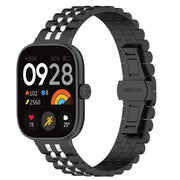 For Xiaomi Mi Band 8 Pro Five-bead Butterfly Buckle Metal Watch Band(Black Silver B)