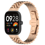 For Xiaomi Mi Band 8 Pro Five-bead Butterfly Buckle Metal Watch Band(Rose Gold)
