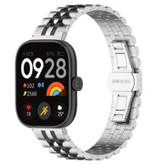 For Xiaomi Mi Band 8 Pro / Smart Band 9 Pro Five-bead Butterfly Buckle Metal Watch Band(Silver Black B)