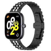 For  Xiaomi Redmi Watch 4 Five-bead Butterfly Buckle Metal Watch Band(Black Silver B)