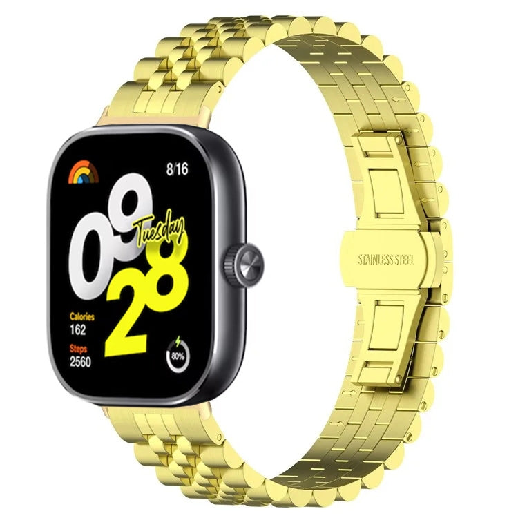 For  Xiaomi Redmi Watch 4 Five-bead Butterfly Buckle Metal Watch Band(Gold)