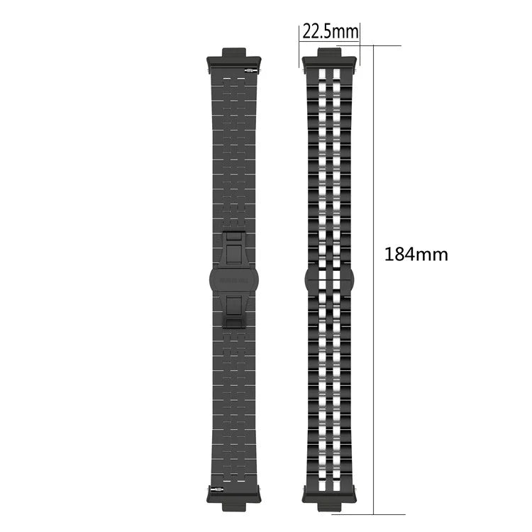 For  Xiaomi Redmi Watch 4 Five-bead Butterfly Buckle Metal Watch Band(Black Silver B)