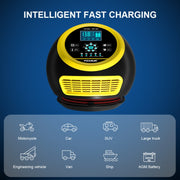FOXSUR 20A 12V 24V Car / Motorcycle Smart Battery Charger, Plug Type:EU Plug(Yellow)
