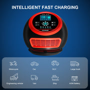 FOXSUR 20A 12V 24V Car / Motorcycle Smart Battery Charger, Plug Type:UK Plug(Red)