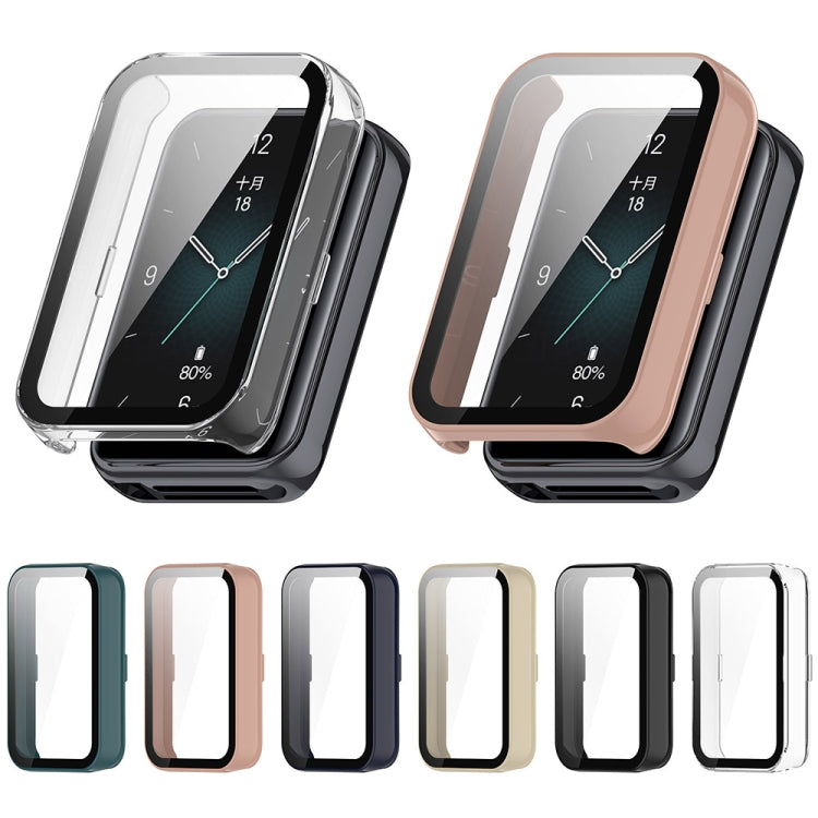 For Honor Band 9 PC + Tempered Film Integrated Watch Protective Case(Pink)