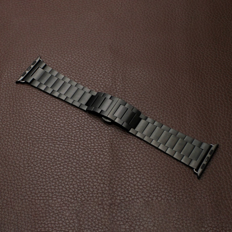 For Apple Watch Ultra 49mm Three-bead Butterfly Buckle Metal Watch Band(Black)