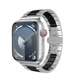 For Apple Watch SE 40mm Three-bead Butterfly Buckle Metal Watch Band(Silver Black) - Watch Bands by PMC TechLife | Online Shopping South Africa | PMC TechLife
