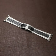 For Apple Watch SE 40mm Three-bead Butterfly Buckle Metal Watch Band(Silver Black)