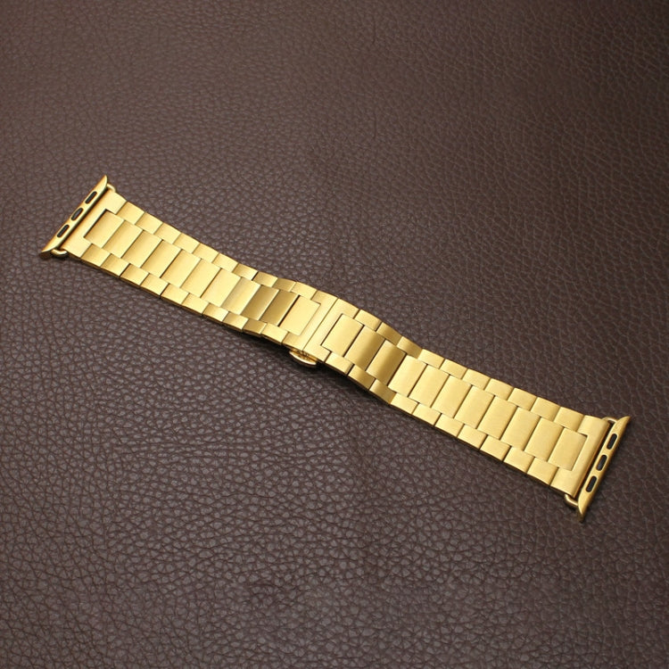 For Apple Watch 38mm Three-bead Butterfly Buckle Metal Watch Band(Gold)
