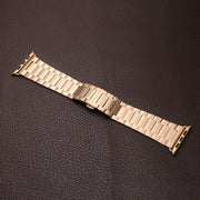 For Apple Watch 38mm Three-bead Butterfly Buckle Metal Watch Band(Rose Gold)