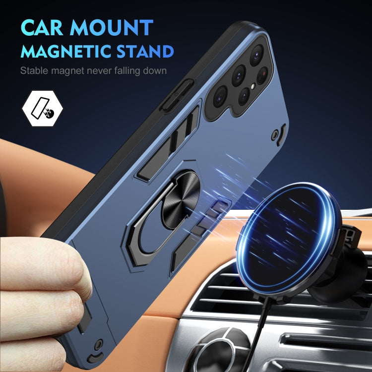 For Samsung Galaxy S23 Ultra 5G Shockproof Metal Ring Holder Phone Case(Blue)