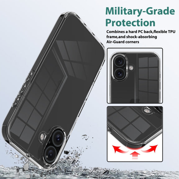 For iPhone 16 Scratchproof Acrylic TPU Phone Case(Transparent)