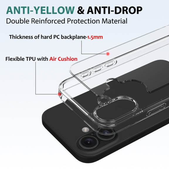 For iPhone 16 Scratchproof Acrylic TPU Phone Case(Transparent)