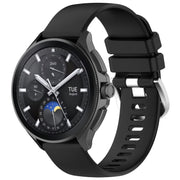For Xiaomi Watch 2 Liquid Glossy Silver Buckle Silicone Watch Band(Black)