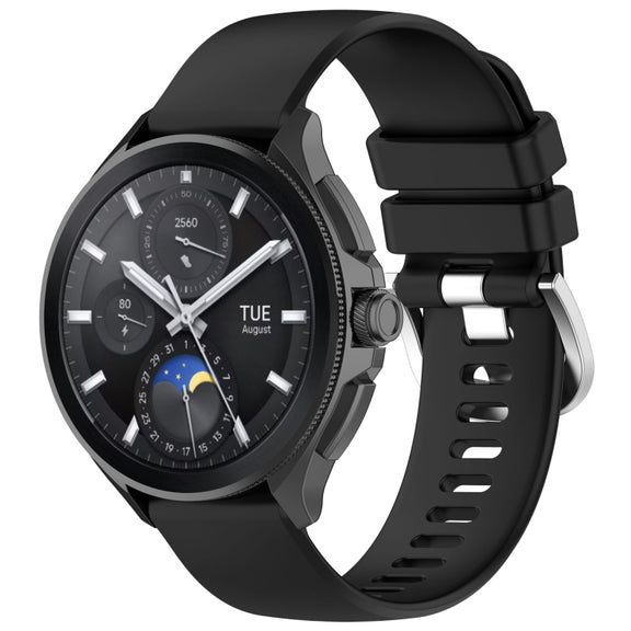 For Xiaomi Watch 2 Liquid Glossy Silver Buckle Silicone Watch Band(Black)