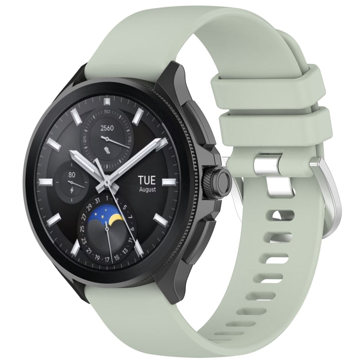 For Xiaomi Watch 2 Liquid Glossy Silver Buckle Silicone Watch Band(Green)