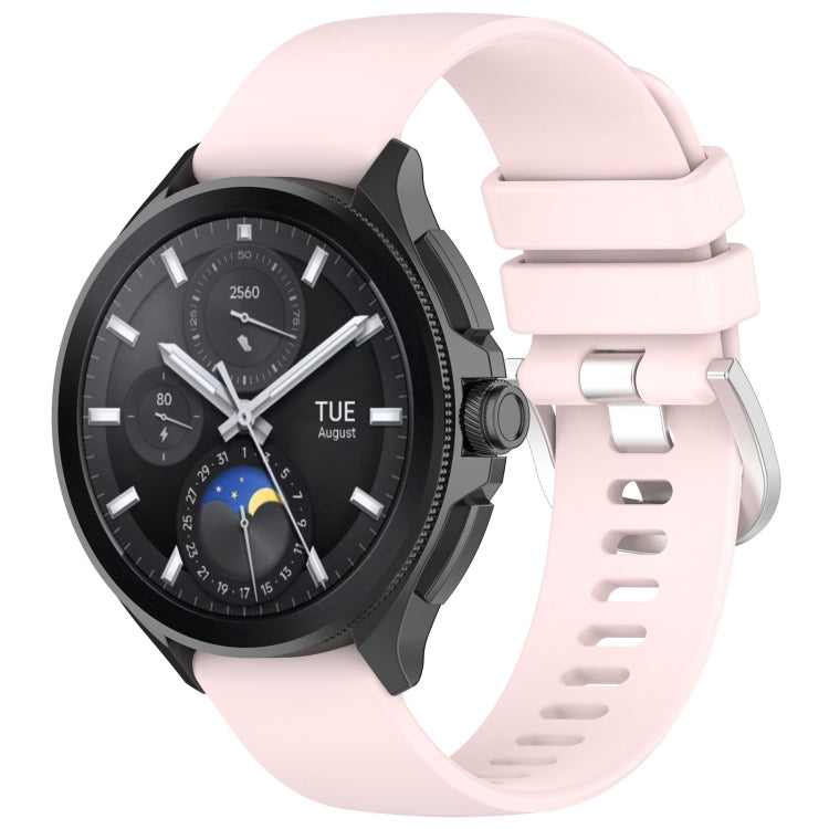 For Xiaomi Watch 2 Liquid Glossy Silver Buckle Silicone Watch Band(Light Pink)