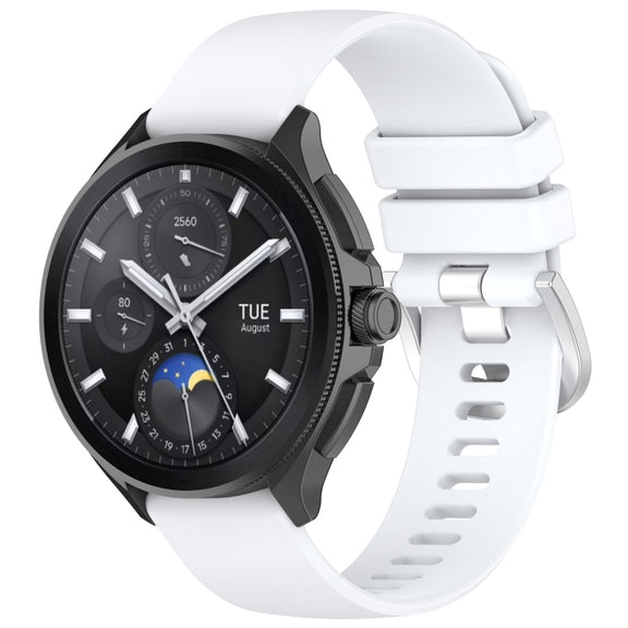 For Xiaomi Watch 2 Liquid Glossy Silver Buckle Silicone Watch Band(White)