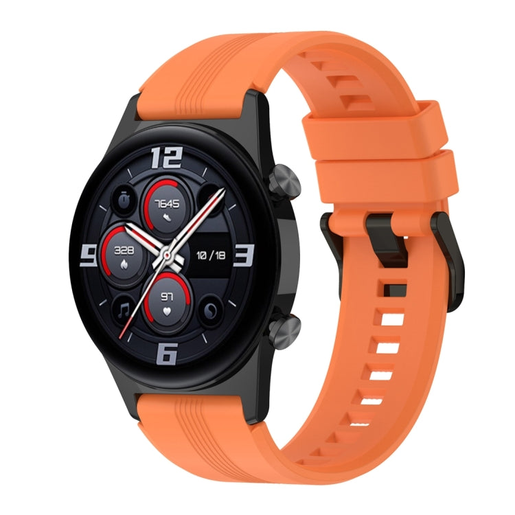 For Honor Watch GS 4 Striped Stainless Steel Buckle Silicone Watch Band(Orange)