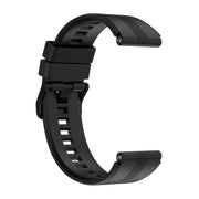 For Honor Watch GS 4 Striped Stainless Steel Buckle Silicone Watch Band(Black)