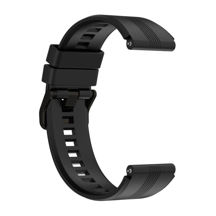 For Honor Watch GS 4 Striped Stainless Steel Buckle Silicone Watch Band(Black)