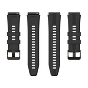 For Honor Watch GS 4 Striped Stainless Steel Buckle Silicone Watch Band(Black)
