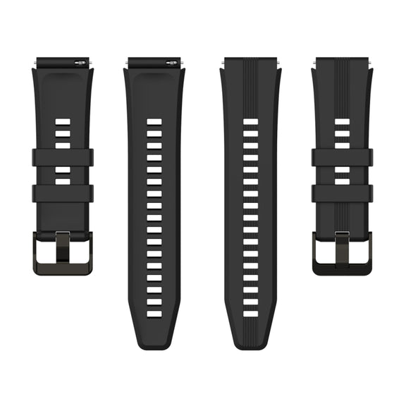 For Honor Watch GS 4 Striped Stainless Steel Buckle Silicone Watch Band(Black)