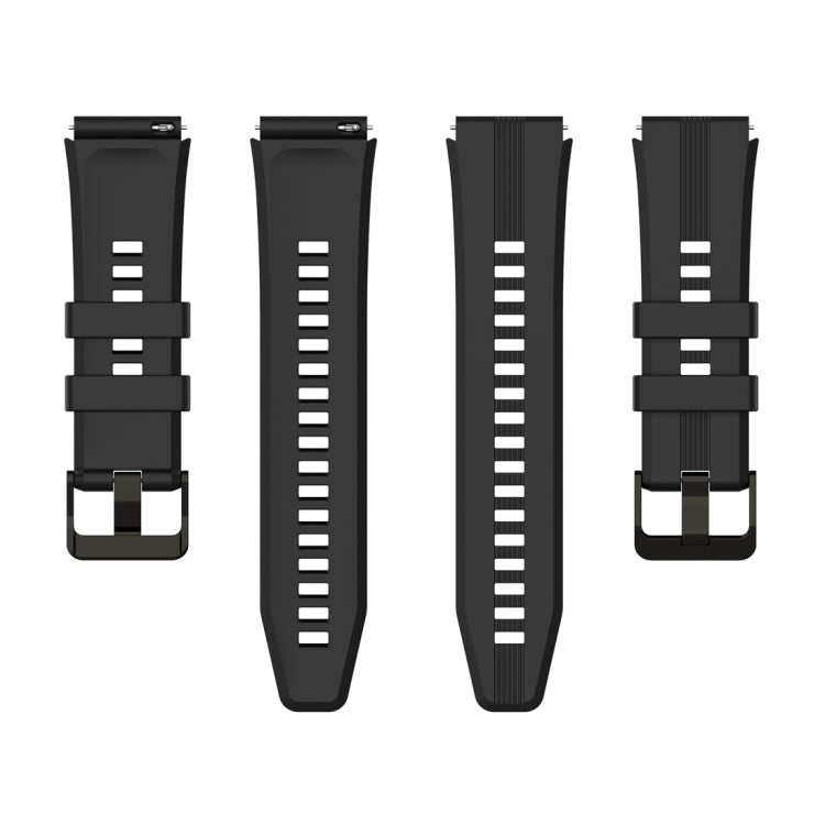 For Honor Watch GS 4 Striped Stainless Steel Buckle Silicone Watch Band(Black)