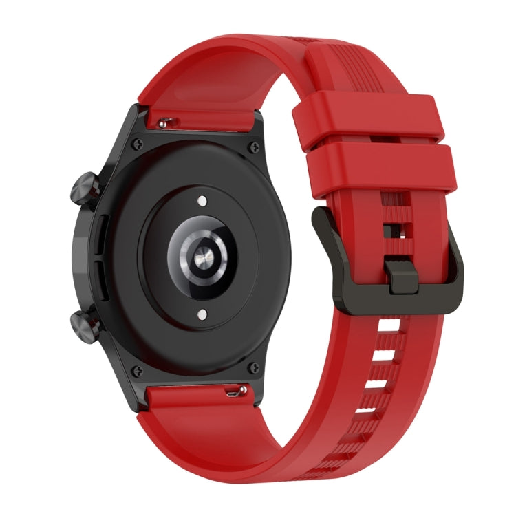 For Honor Watch GS 4 Striped Stainless Steel Buckle Silicone Watch Band(Red)