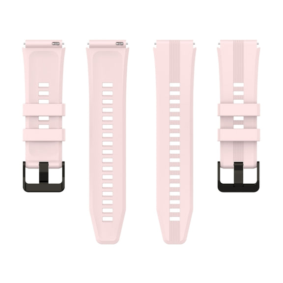 For Honor Watch GS 4 Striped Stainless Steel Buckle Silicone Watch Band(Light Pink)