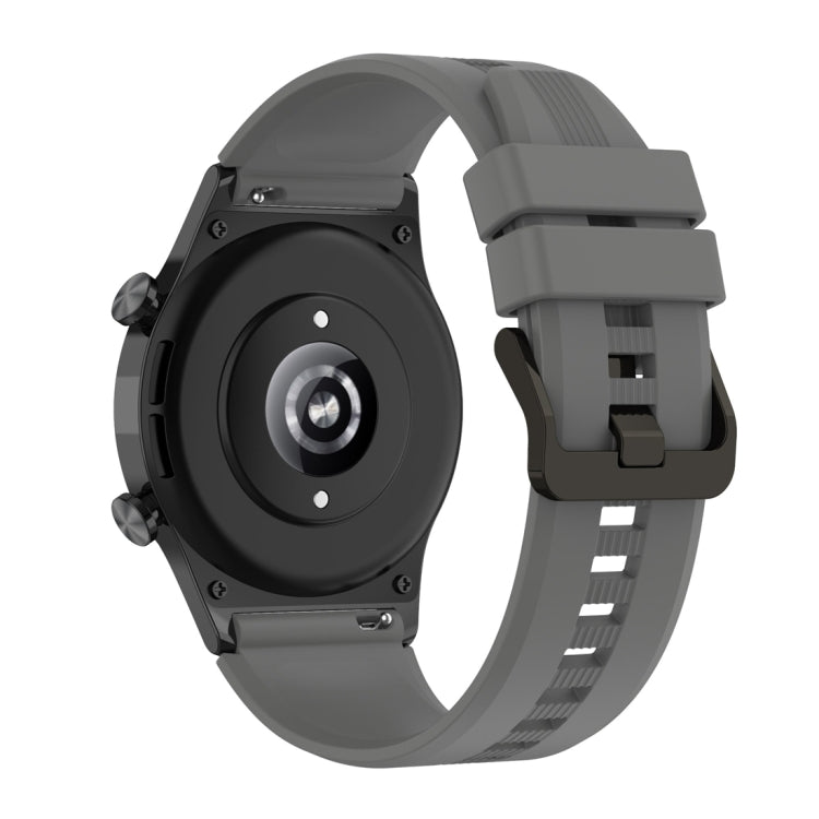 For Honor Watch GS 4 Striped Stainless Steel Buckle Silicone Watch Band(Dark Grey)