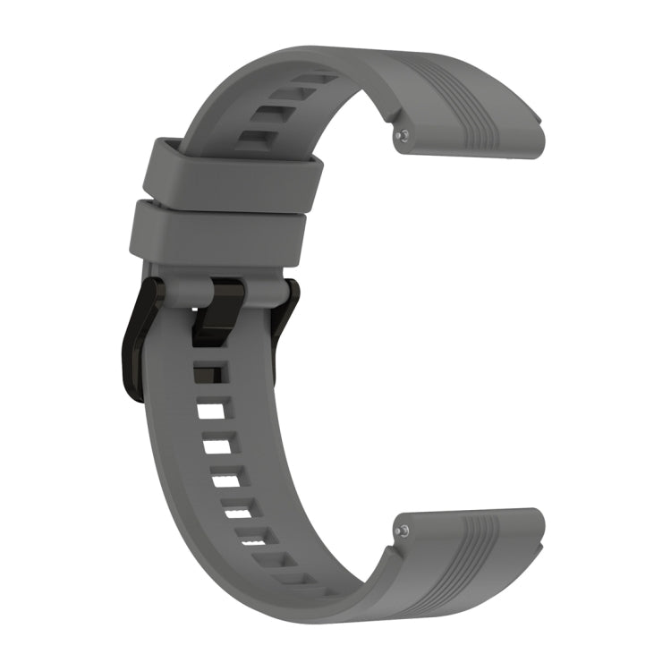 For Honor Watch GS 4 Striped Stainless Steel Buckle Silicone Watch Band(Dark Grey)