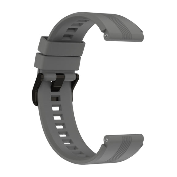 For Honor Watch GS 4 Striped Stainless Steel Buckle Silicone Watch Band(Dark Grey)