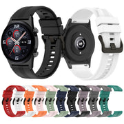 For Honor Watch GS 4 Striped Stainless Steel Buckle Silicone Watch Band(Black)
