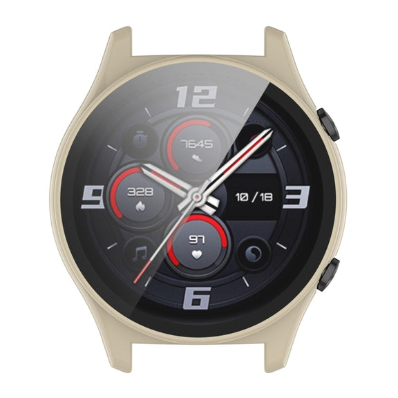 For Honor Watch GS 4 PC + Tempered Film Integrated Watch Protective Case(Ivory White)