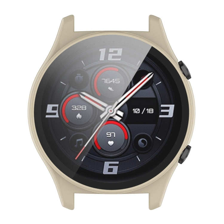 For Honor Watch GS 4 PC + Tempered Film Integrated Watch Protective Case(Ivory White)