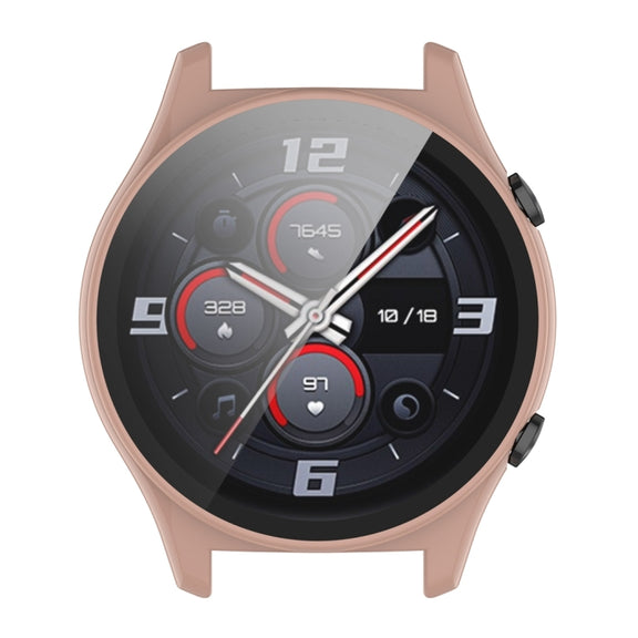 For Honor Watch GS 4 PC + Tempered Film Integrated Watch Protective Case(Pink)