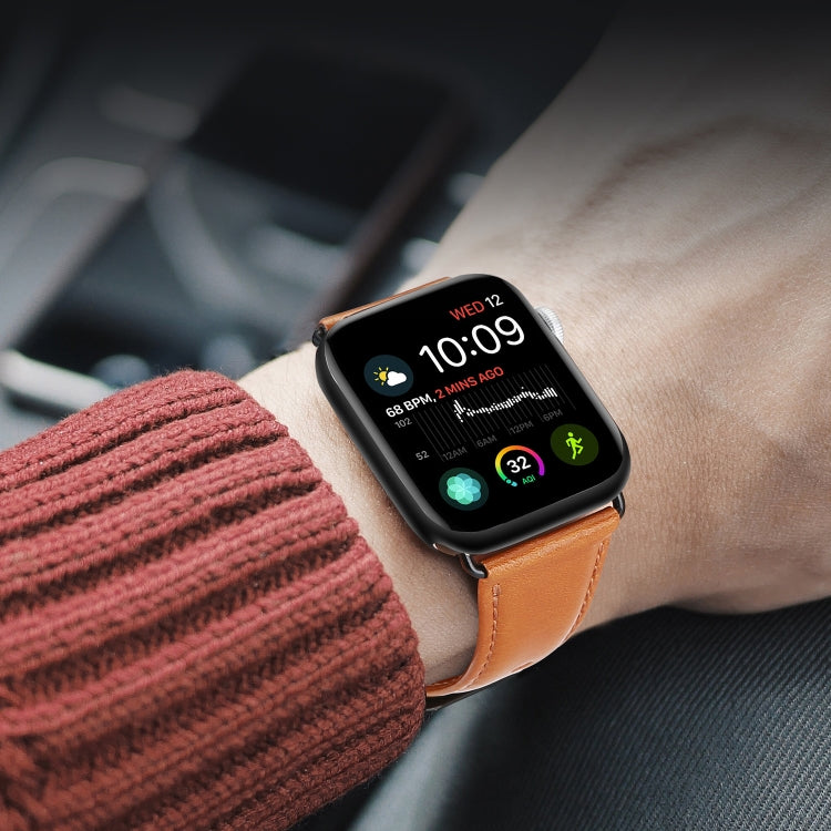 For Apple Watch Ultra 2 49mm DUX DUCIS Business Genuine Leather Watch Strap(Khaki)