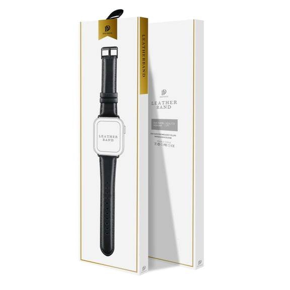 For Apple Watch Series 9 45mm DUX DUCIS Business Genuine Leather Watch Strap(Black)