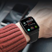 For Apple Watch Series 7 45mm DUX DUCIS Business Genuine Leather Watch Strap(Black)