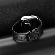 For Apple Watch SE 40mm DUX DUCIS Business Genuine Leather Watch Strap(Black)