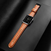 For Apple Watch SE 40mm DUX DUCIS Business Genuine Leather Watch Strap(Khaki)