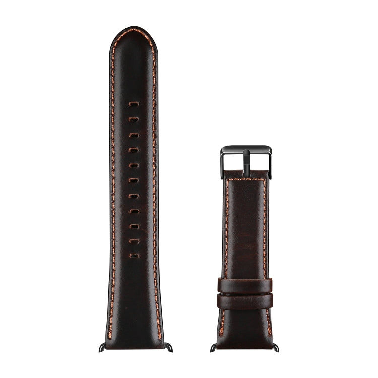 For Apple Watch SE 44mm DUX DUCIS Business Genuine Leather Watch Strap(Coffee)