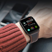 For Apple Watch SE 44mm DUX DUCIS Business Genuine Leather Watch Strap(Coffee)