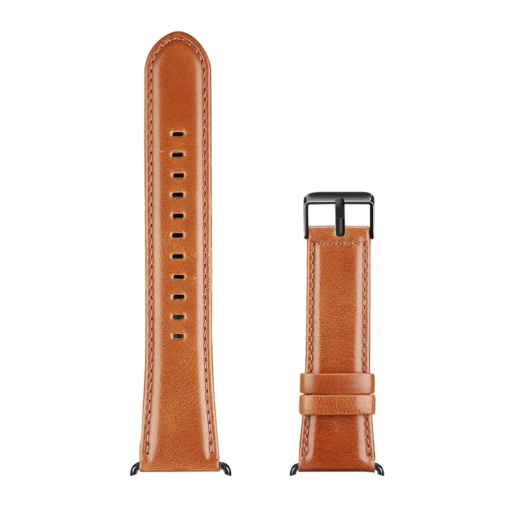 For Apple Watch SE 44mm DUX DUCIS Business Genuine Leather Watch Strap(Khaki)