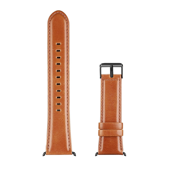 For Apple Watch SE 44mm DUX DUCIS Business Genuine Leather Watch Strap(Khaki)