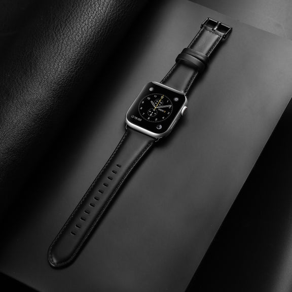 For Apple Watch Series 2 38mm DUX DUCIS Business Genuine Leather Watch Strap(Black)